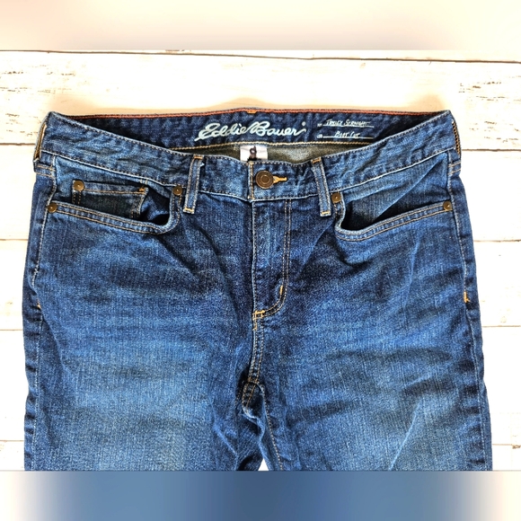 Eddie Bauer Dark Blue Denim Jeans Straight Fit Bootcut Size 8 Great condition - Picture 4 of 8